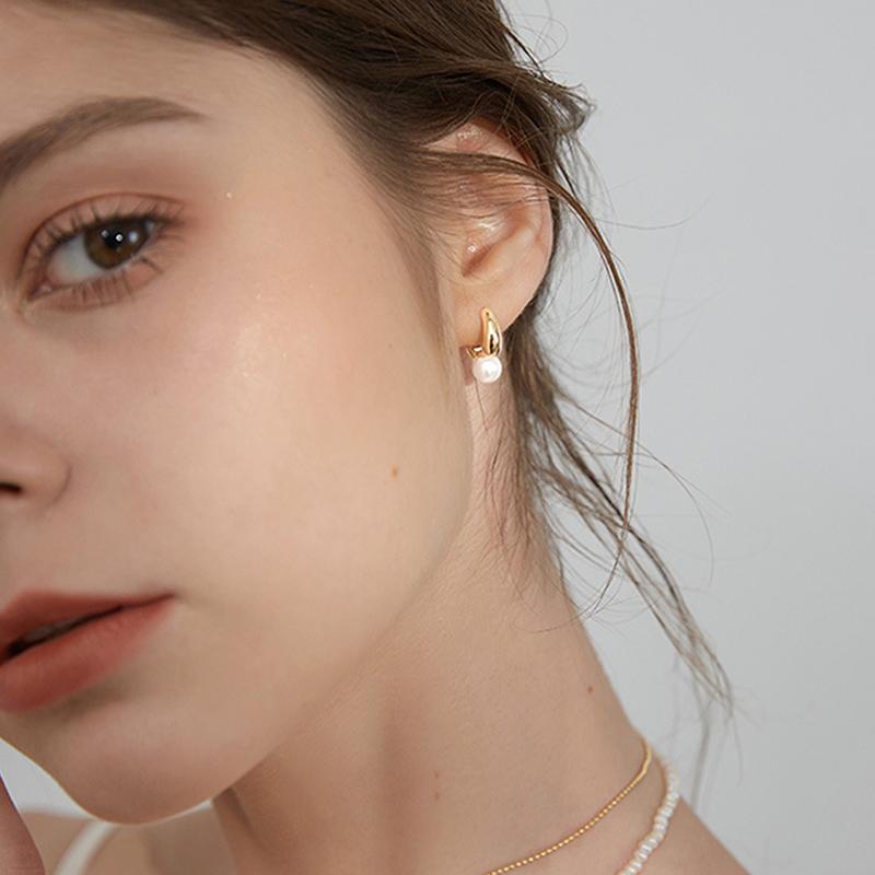 Pearl Drop Earrings For Women Gold Color Wedding Jewelry Simple Dangle Earring Jewelry Gift