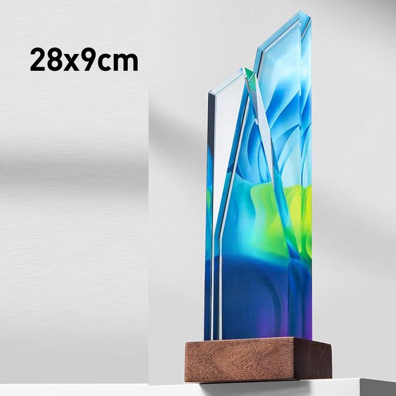 Customized Crystal Trophy, Color Printing Prize Sports Annual Meeting Awards Outstanding Employee Souvenir, Home Decoration, 1Pc