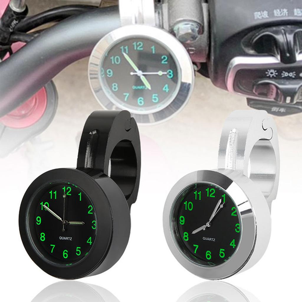 Motorcycle Handlebar Clock For 7/8" To 1" Handlebars, Billet Aluminum Waterproof Shock-absorbing Handlebar Clock Watch, Luminous Design, Universal Acc