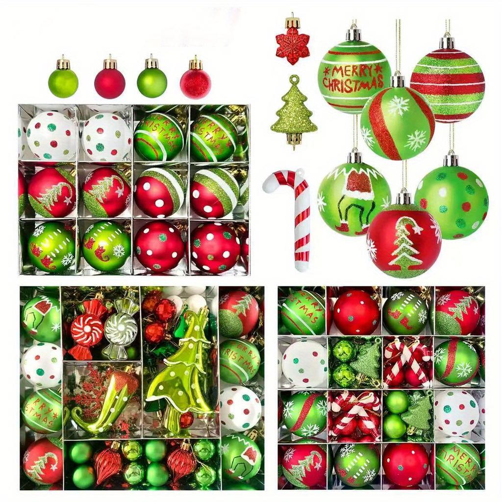 Set di Ornamenti di Natale Originali - 46 Pezzi Decorazioni per Albero Dipinte a Forma Divertente con Disegni di Bastoncini di Zucchero e Alberi