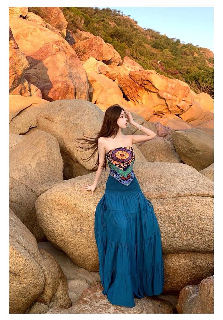 Ethnic Summer 2026 Beach Dress - Slimming Fairy Skirt for Sanya Travel