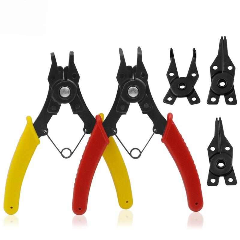 4-in-1 Combination Snap Ring Plier Set - Universal Spring Shaft Dismounting Clamp Plier Head Hardware Repair Hand Tool