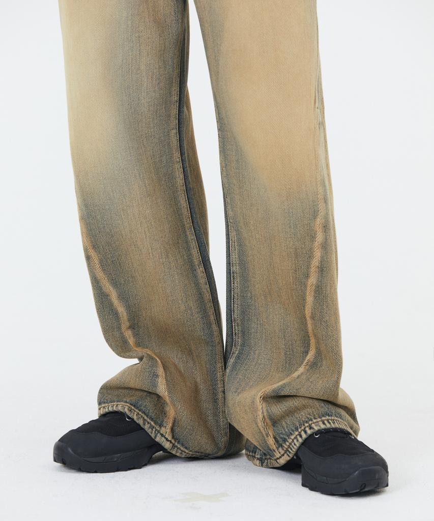 Modenaleudeo Amaze Wide Denim Pants (Yellow Blue)