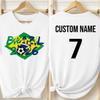 Maglietta Brasile 2026, Maglia da Calcio Personalizzata Nome Numero, T-shirt Maglia da Calcio Personalizzata, Maglietta da Tifoso Ispirata alla Coppa del Mondo, Regalo Brasile