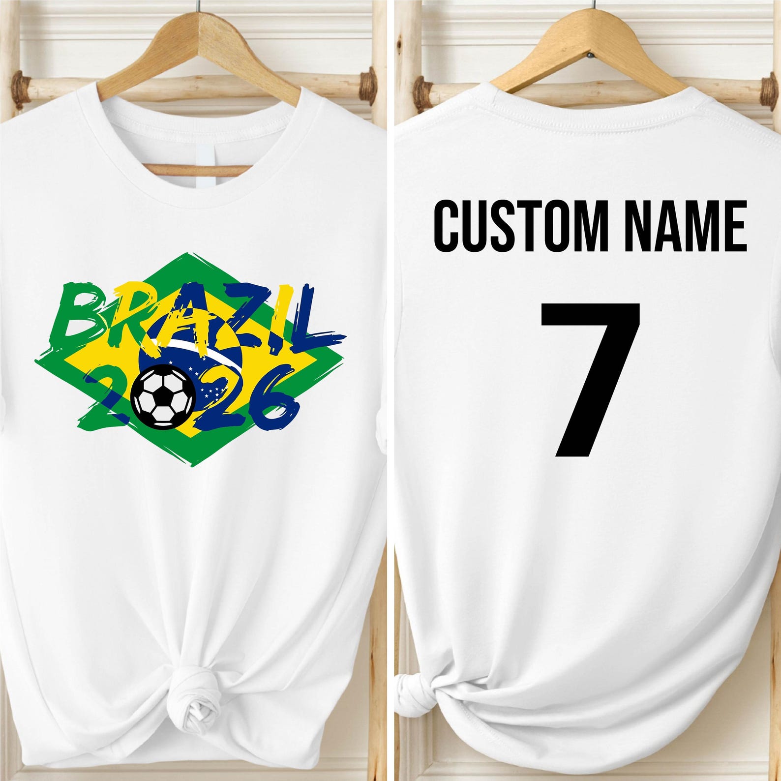 Brazil 2026 T-Shirt, Custom Name Number Soccer Shirt, Personalized Football Jersey Tee, World Cup Inspired Fan Shirt, Brazil Gift S