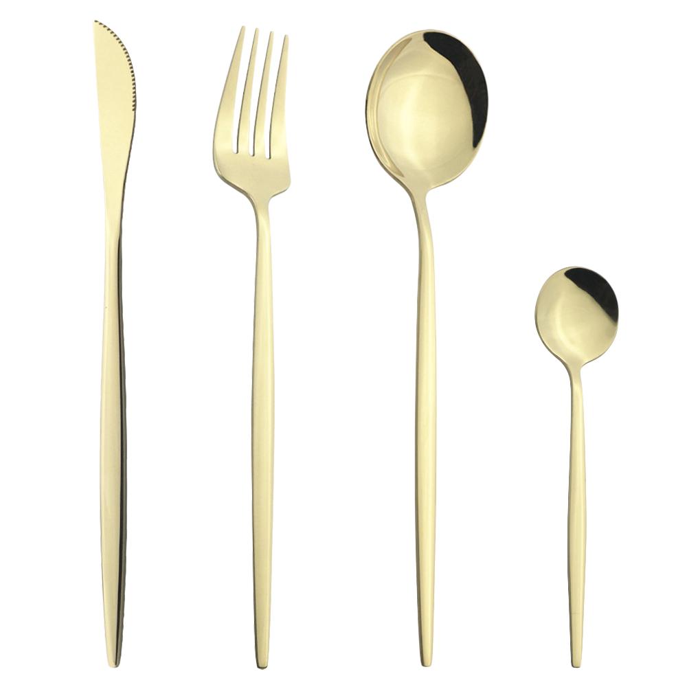 4Pcs/Set Colorful Dinnerware Set Stainless Steel Cutlery Dinner Set Knife Fork Coffee Spoon Silverware Set Kitchen Tableware Set