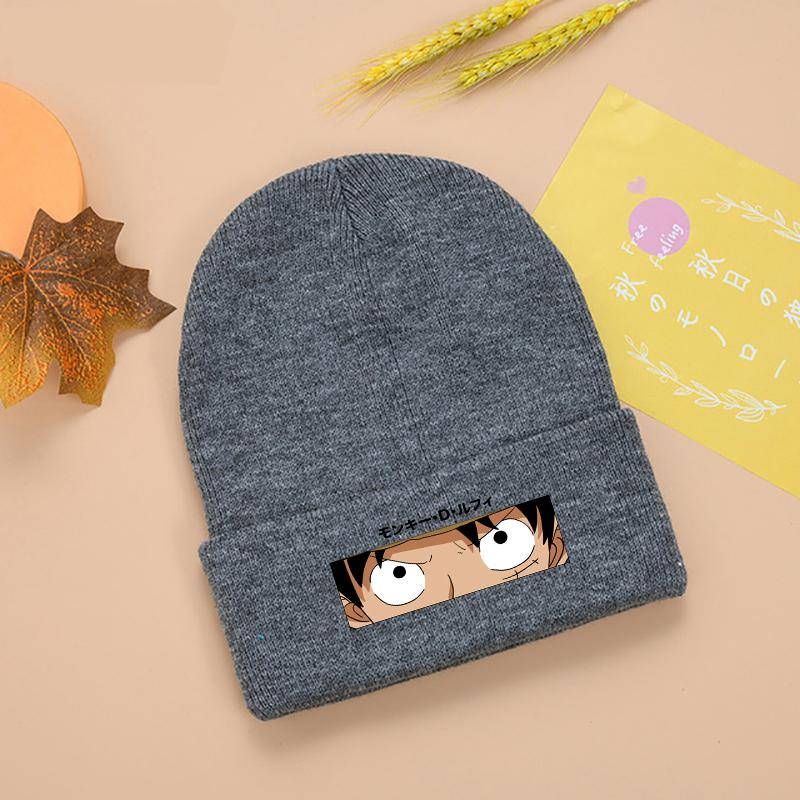 Janpanese Anime Winter Hats for Unisex Luffy New Beanies Knitted Hat Autumn Female Beanie Caps Warmer Bonnet Ladies Casual Cap
