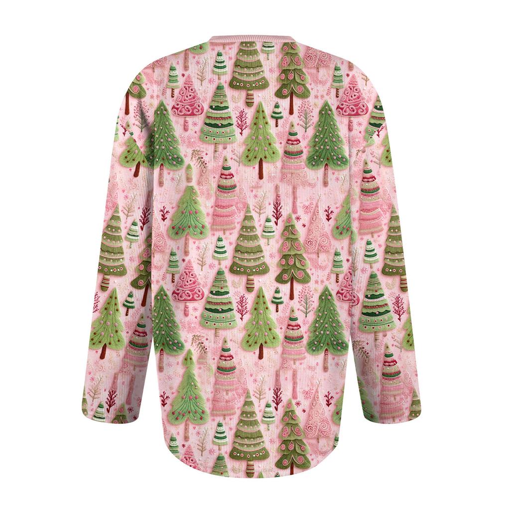 Damemote Langermet Christmas Snowman Snowflake Print Jakke Cardigan