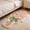 Girly Style Carpets for Living Room Flowers Bedroom Decor Carpet Fluffy Soft Irregular Bedside Rug Home Thicken Plush Floor Mat