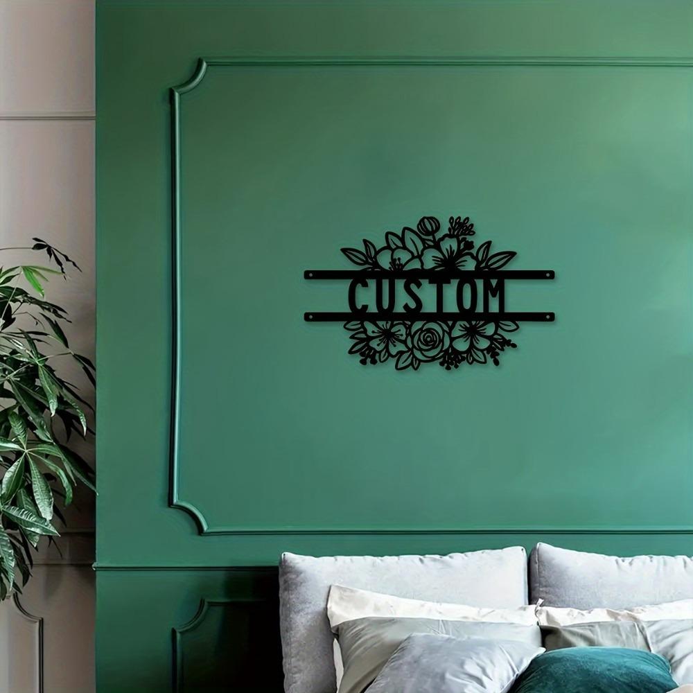 1pc Personalized Blossom Metal Wall Sculpture, Custom Floral Tree Sign, Rustic Flower Decor for Lounge & Office, Metal Art with Custom Name.