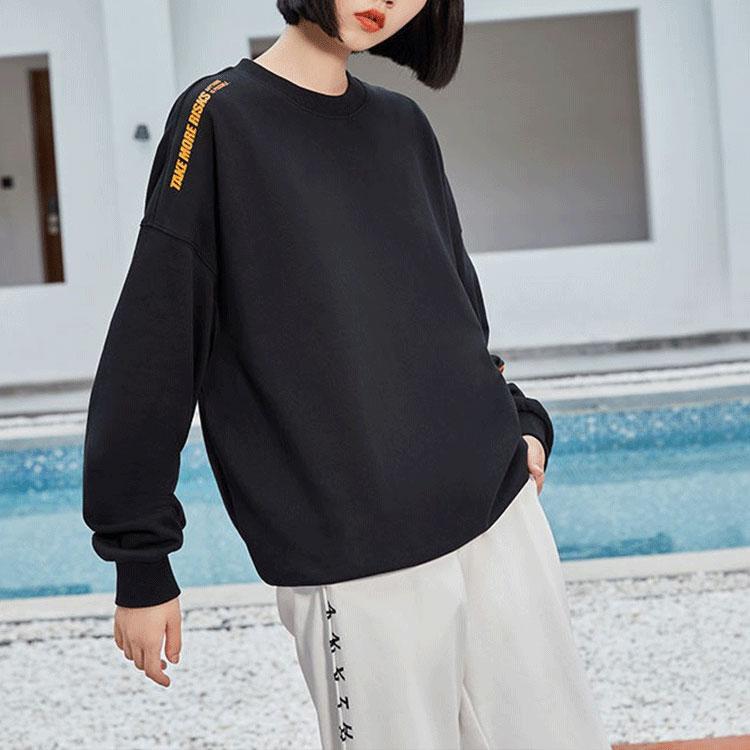 Li Ning Training Series Color Block Logo Print Fleece Pullover Sweatshirt Unisex Sweatshirt Black AWDRD38-9
