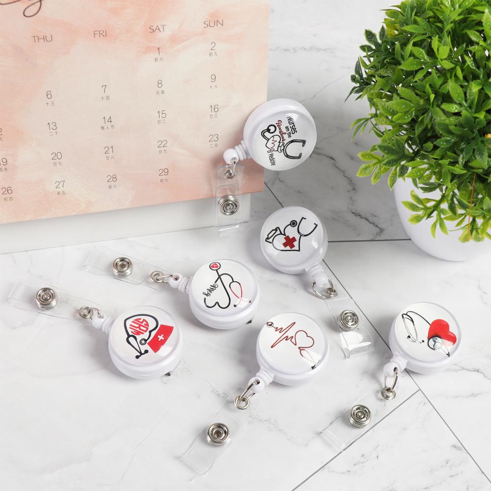 Pattern Creative Badge Reel Clip for Nurse Doctor Student ID Card Badge Holder Anti-Lost Clip