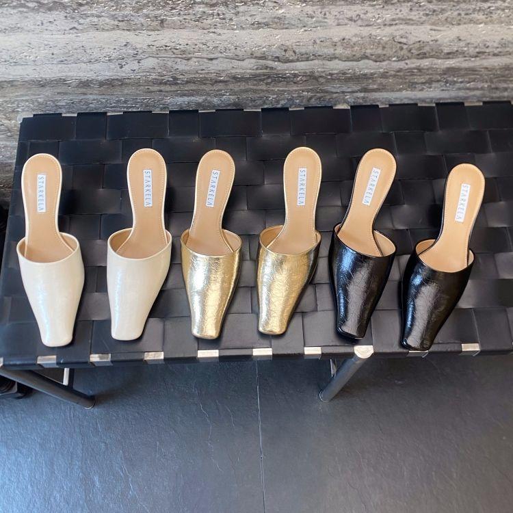 2025 Frühling und Sommer Französische Tasche Kopf coole Hausschuhe Damen tragen High Heels dünne Absätze Muller eckiger Kopf halbe Hausschuhe High Heels Hausschuhe