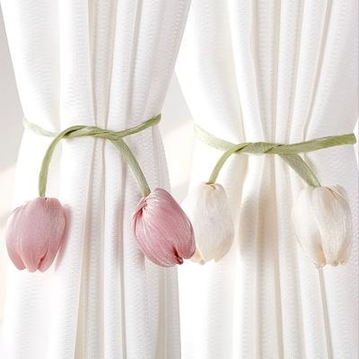 2pcs Classic Elegant Tulip Curtain Tiebacks Polyester, Easy Installation, Ideal for Curtain Strap, Enhances Room Style with Floral Decor