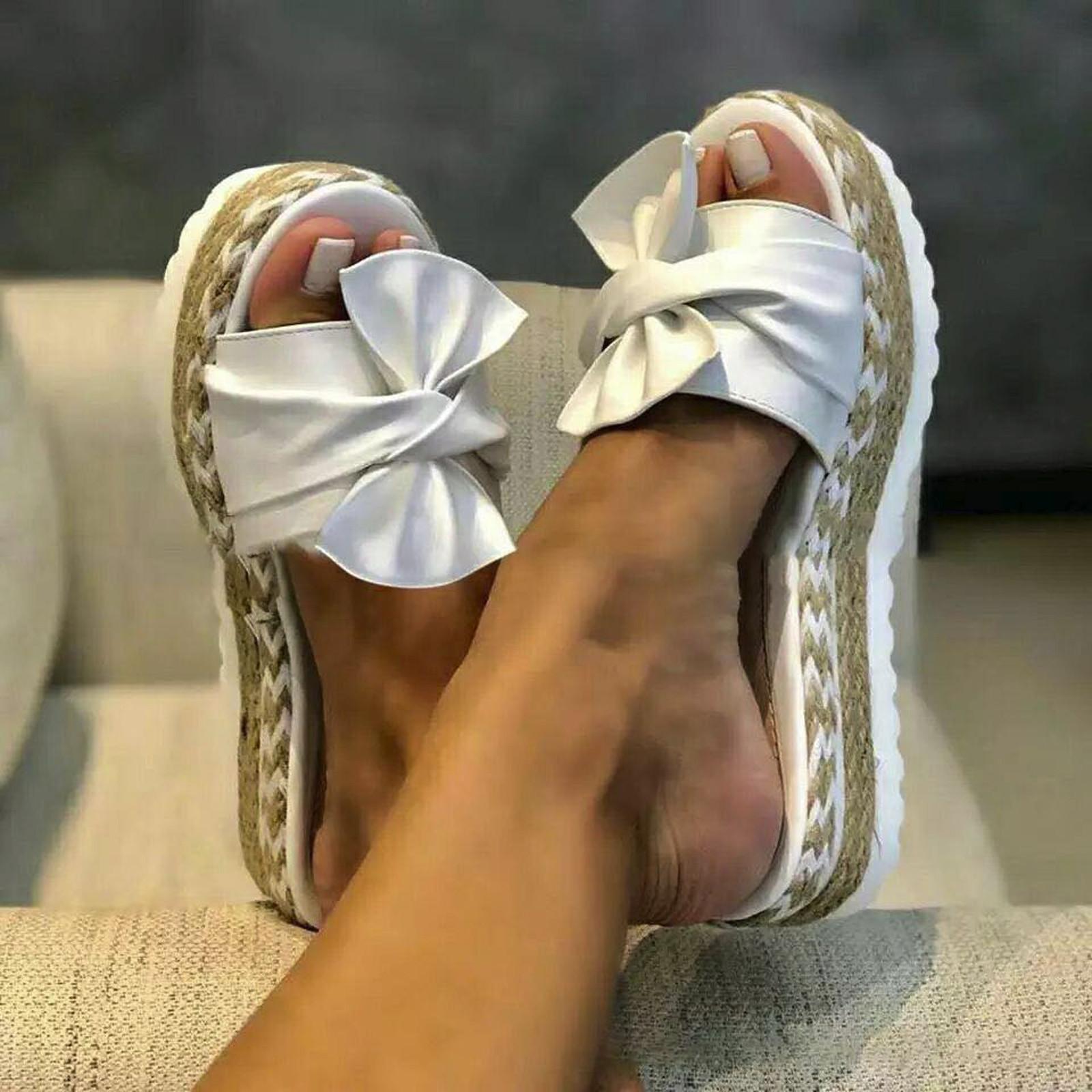 

Женские летние пляжные дышащие сандалии на плоской подошве без шнуровки с открытым носком, плетеная обувь 41 белый