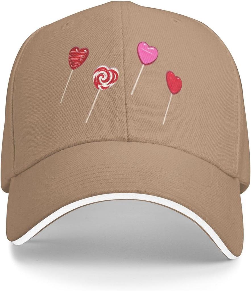 Herz-Lutscher-Druck Baseballkappe Lässig Polyester Sonnenschutz Outdoor Verstellbar Baseballmütze