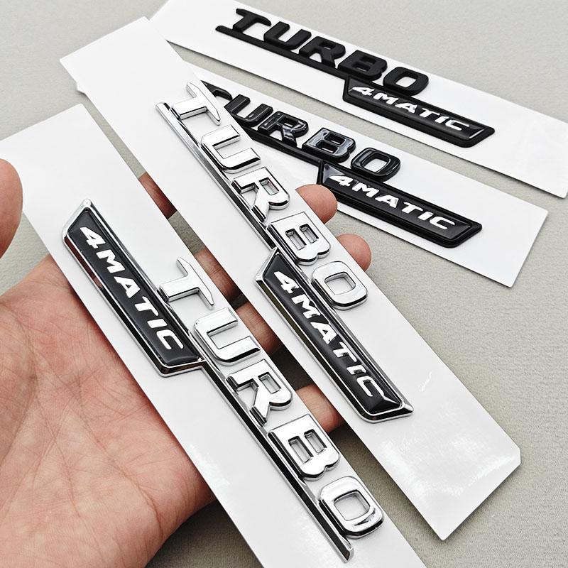 2PCS ABS Car Letter Side Fender Logo TURBO 4MATIC Badge Emblem Sticker For Mercedes Benz AMG A45 CLA35 45 X247 W213 Accessories