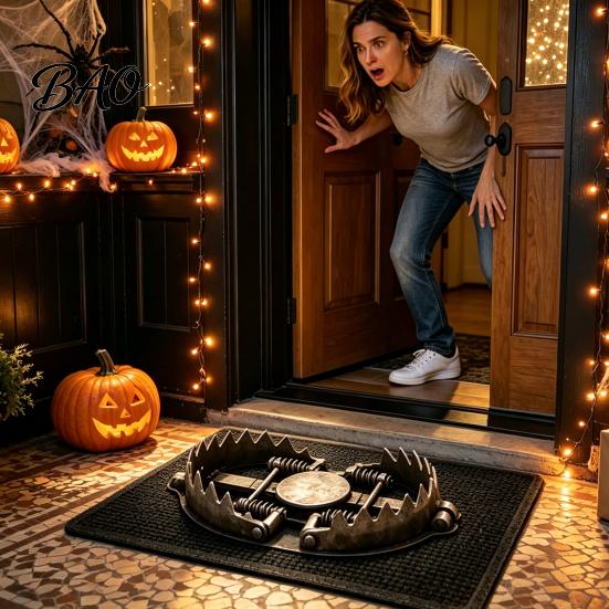 Non Slip Indoor Outdoor Mat 3D Bear Trap Rug, Funny Optical Illusion Entrance Non-slip Rug Prank Door for Front Entryway Bedroom Decor Creative Floor