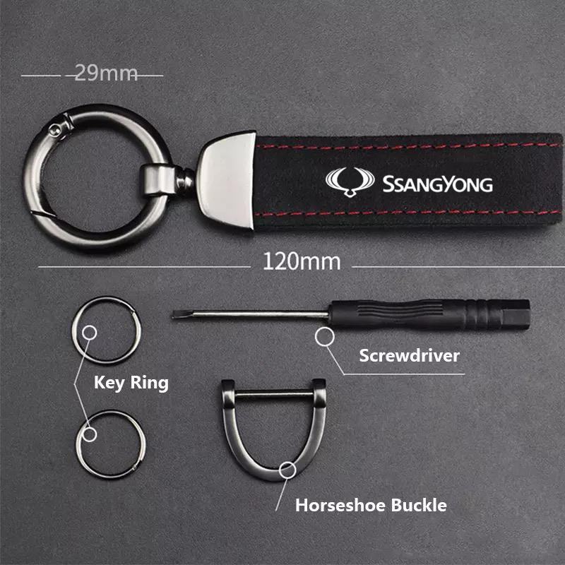 Fashion Suede KeyChain Horseshoe Buckle Key Ring Car Key Rings For SsangYong Actyon Korando Kyron Musso Rexton Tivoli