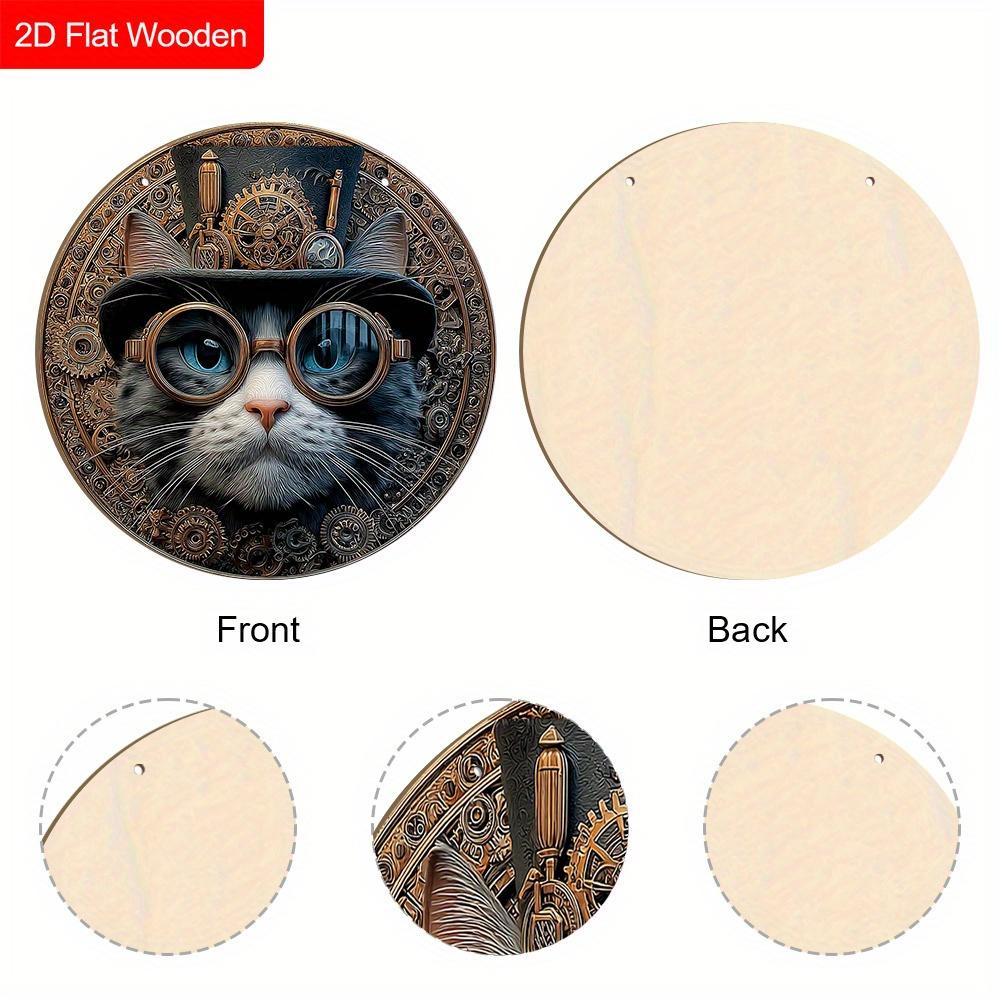 Retro Wooden Sign with Cool Cat Pattern - Unique Wall Pediments - Ideal for Front Door, Yard, Wall Decor