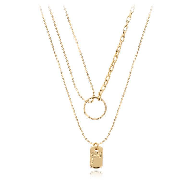 Double Layered Portrait Pendant Necklaces Sweater Chain For Women Stainless Steel Niche Choker Chain Necklaces Jewelry AccessoriesTrendy Pendant