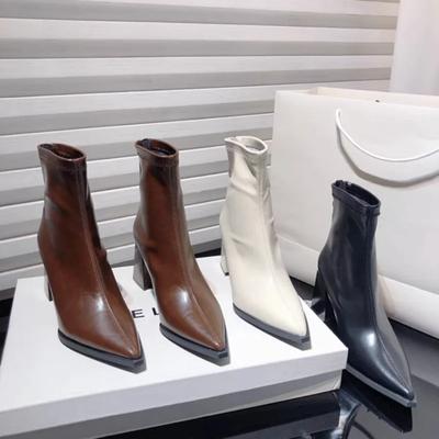 Automne/Hiver Nouveau Look Tendance Bottines Courtes à Talons Hauts Épais Pointus Bottes à Tube Fin Fashionables et Élégantes pour Femmes