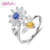 Hfarich Blue Crystal Butterfly Ring Rotate Freely Anti Stress Anxiety Ring For Women Girl Wedding Jewelry Engagement Gifts