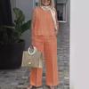 Damenanzüge Sommermode Ärmellose lockere Bluse Weitbeinige Hose Zweiteilige Sets für Damen Freizeitoutfits