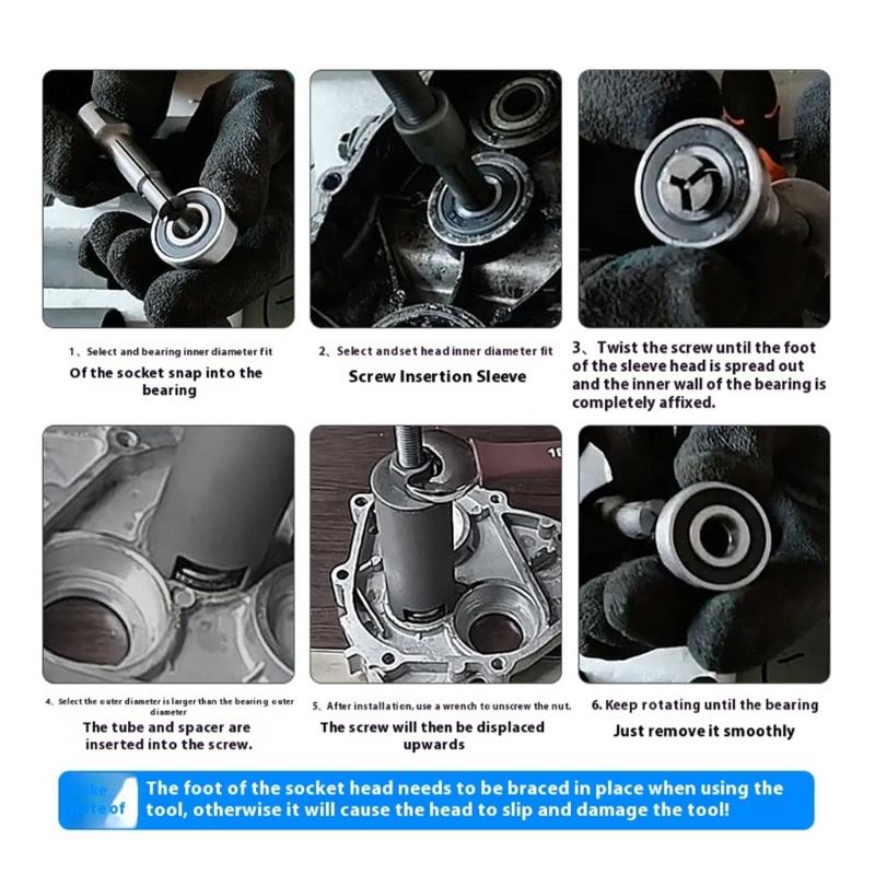 Motorcycle Bearing Puller Removal Set 12pcs Suitable for Inner Bearings 9-23mm Ideal for Wheel and Generator Maintenance