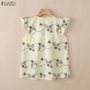 ZANZEA Women Elegant Square Collar Casual Sleeveless Print Tank Tops