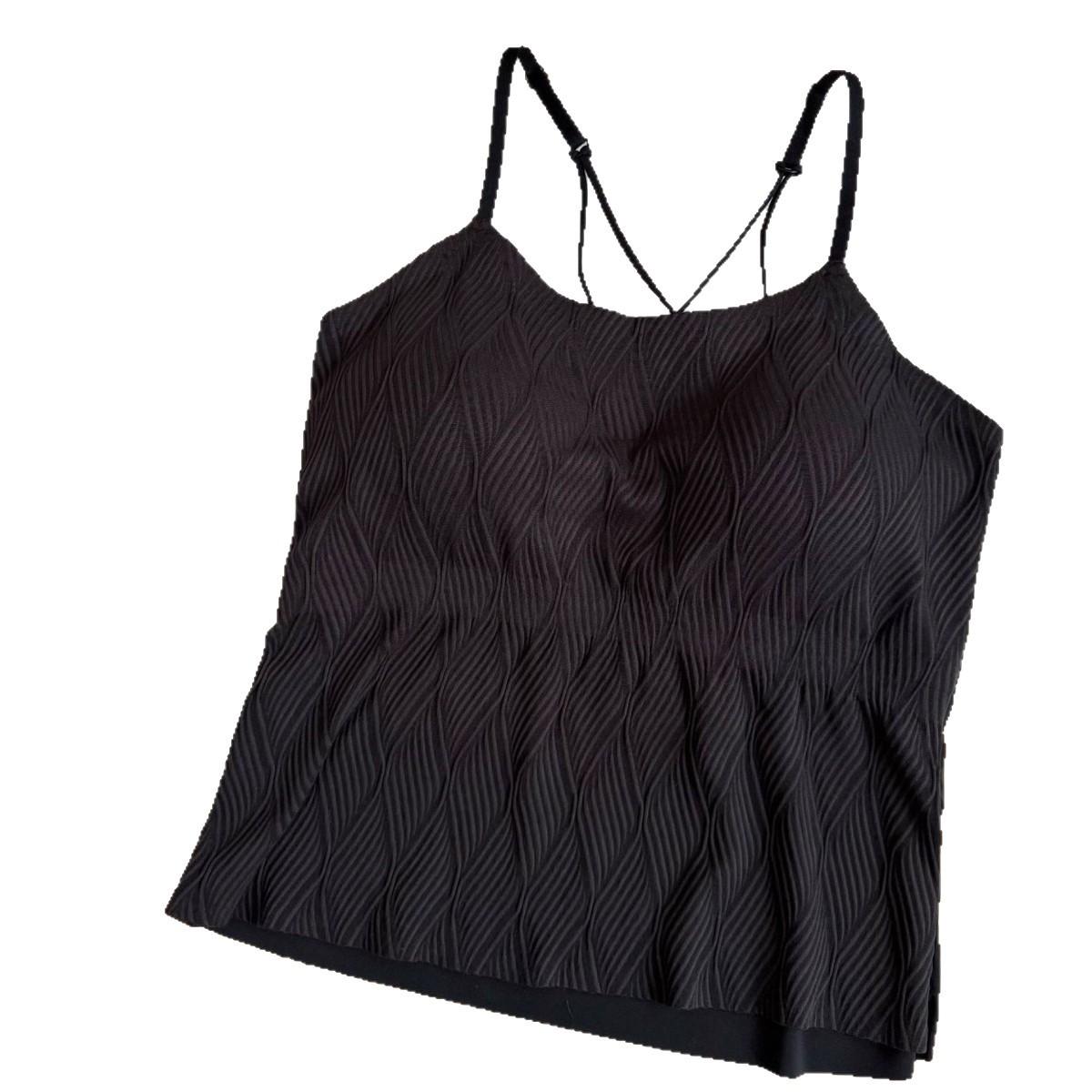 Crisscross Back Ribbed Camisole With Built In Bra 2XL чёрный