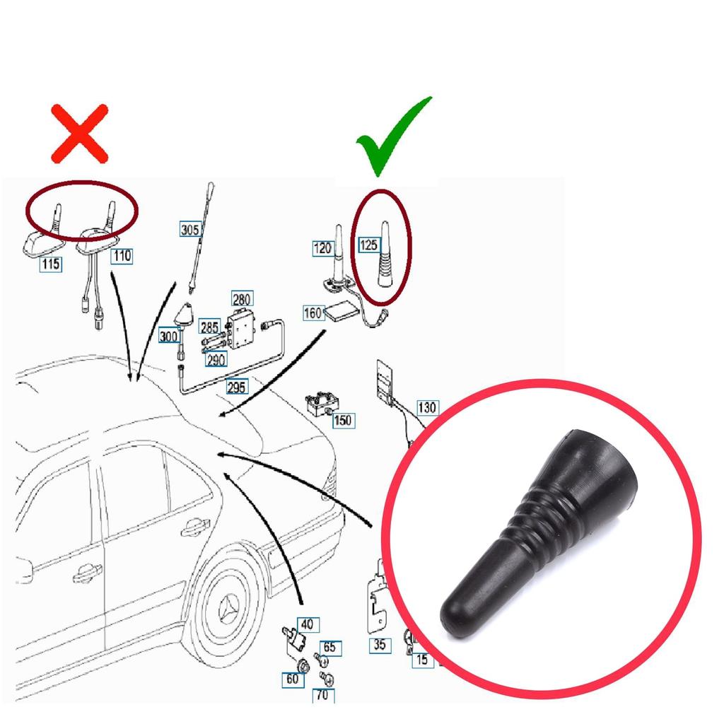 BSP641 Roof Telephone Antenna Mast Cover Cap for Mercedes W202 S202 W208 C208 W210 S210 W140 C140 W463 2028270031