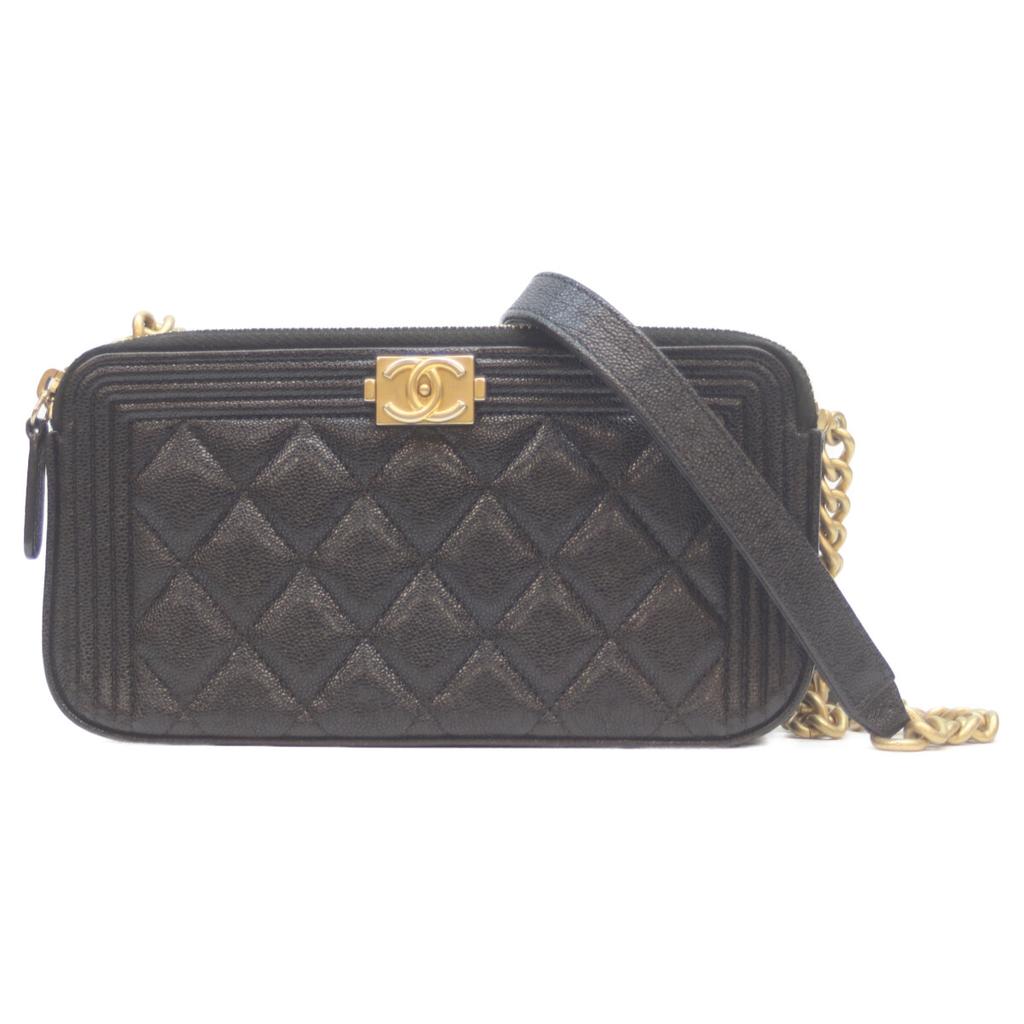 CHANEL No. 27 A84069 Black Caviar GHardware Bois Chanel Chain Wallet Shoulder bag blackUsed