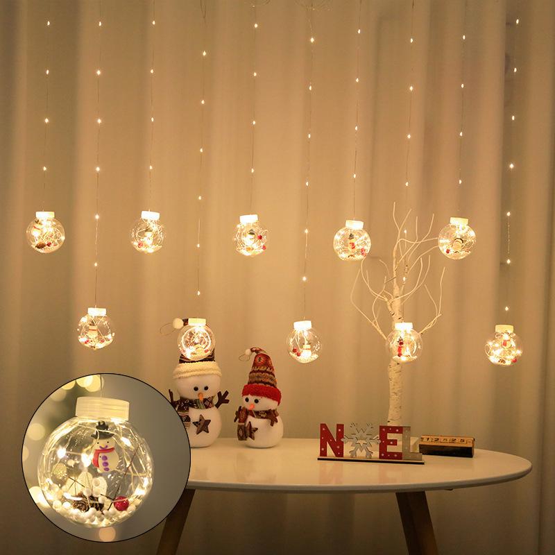 Christmas LED Curtain Lights: Santa, Snowman, Tree - Festive Window & Bedroom Decor