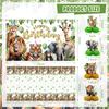 Mpanwen Safari Jungle Birthday Party Decorations, 125 Pcs Safari Zoo Animal Theme Party Supplies for Baby Boys - Backdrop, Cupcake Toppers, Palm