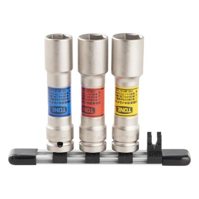 TONE Impact Socket Set Thin Long Wheel Nut (with Holder), Type, Socket, HA403LN, 12.7mm (1/2") Drive, 3-piece Set.