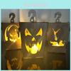 New Halloween Wooden Lantern Decorative Ghostly Demon Style For Home And Garden