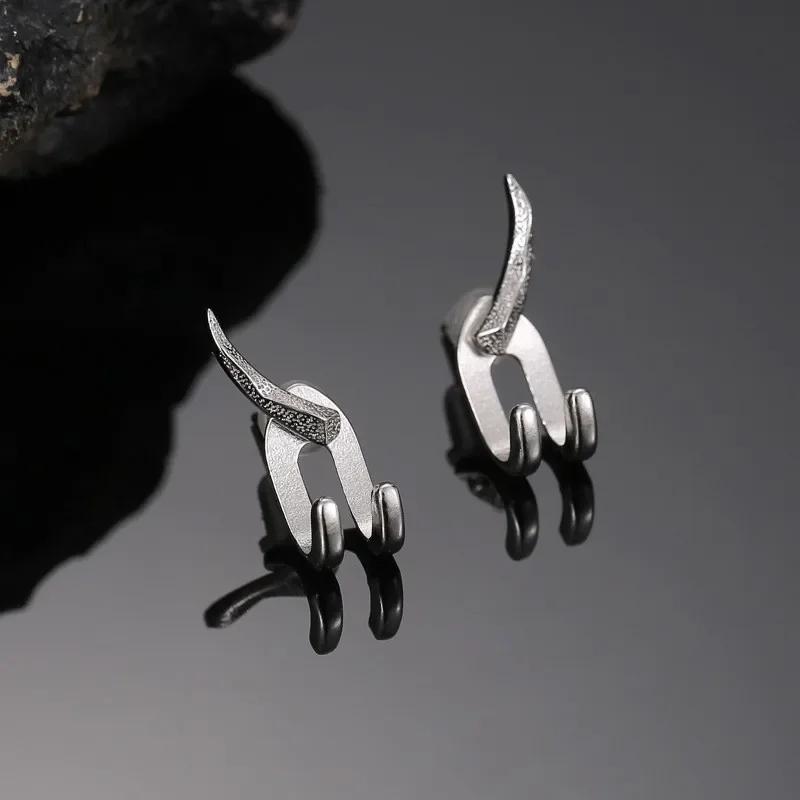 1 Pair Of Personalized Men's Fashionable Earrings, Trendy Men's Simple Hook Detachable