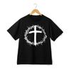 Unisex Washed T-Shirt Gothic Cross Crown of Thorns Edgy Christian Casual Tee