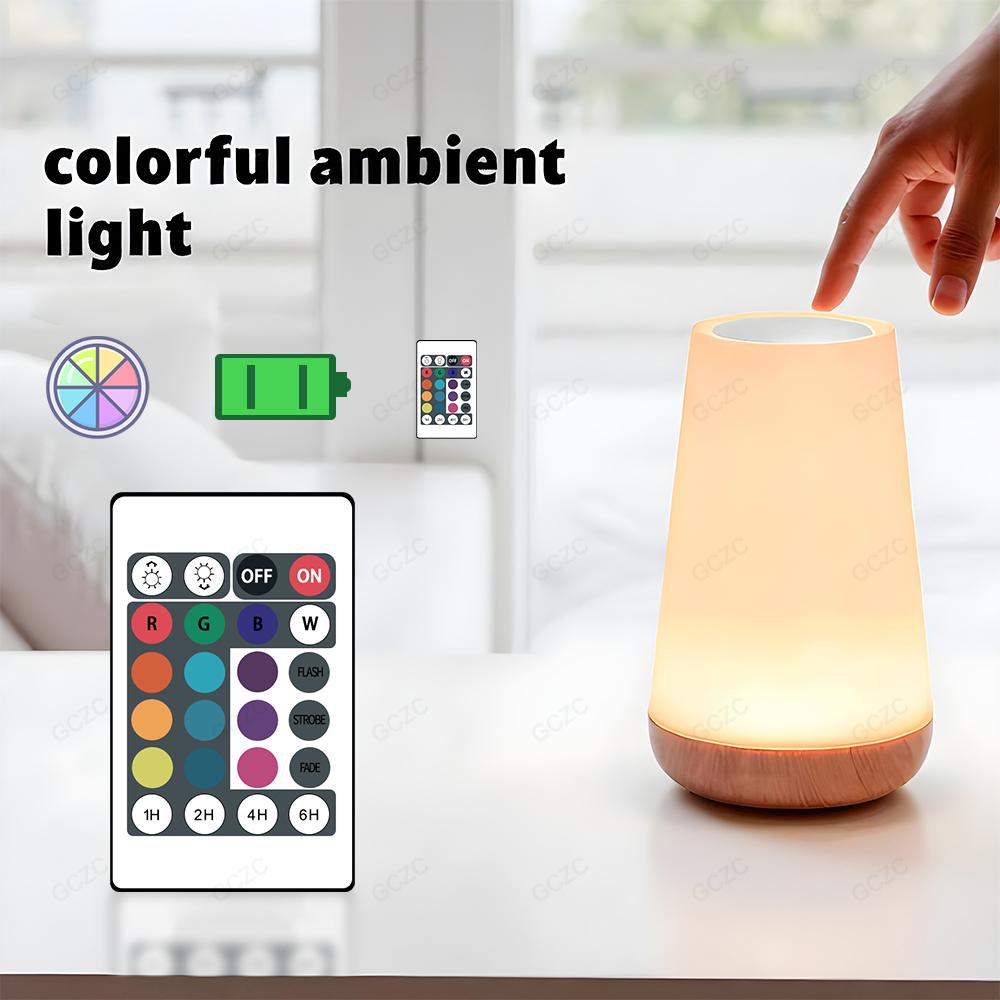 

13 цветов, меняющий цвет, ночник с дистанционным управлением, сенсорный, USB, перезаряжаемый, RGB, ночник, регулируемая яркость, переносная настольная лампа