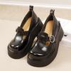 Johnature Retro Thick Soled Pumps Genuine Leather Wedges Shoes Round Toe Versatile Women's Platform Shoes