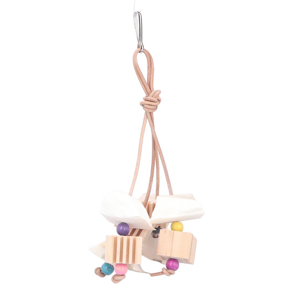 Parrot Chewing Toy Natural Wood Cuttlefish Bone Hanging Bird Teeth Grinding String for Parakeets