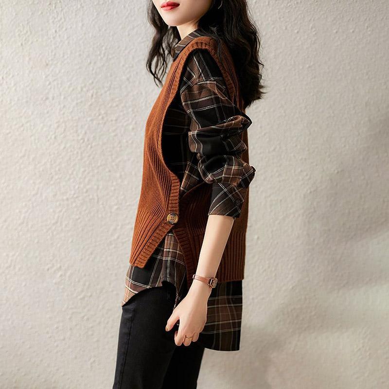 Gilet da Donna Lavorato a Maglia Oversize Canottiera Senza Maniche Top Maglione Largo Gilet Monocolore Casual Scollo Tondo