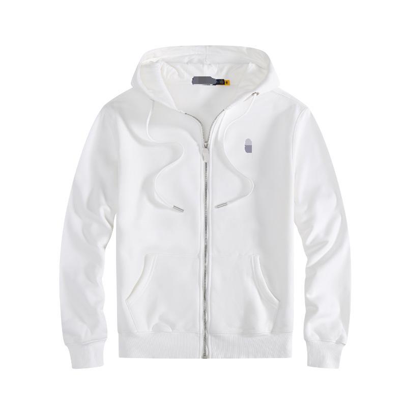 Herren Baumwolle Langarm Bestickter Pferd Polo Hoodie mit Reißverschluss Cardigan und Samtfutter für Herbst und Winter