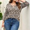 Women's Floral Print Three-Quarter Sleeve Top, Plus Size Casual Blouse