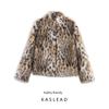 Kaslead New Women Clothes Western Style Fashion Simple and Versatile Leopard Print Artificial Fur Outerwear