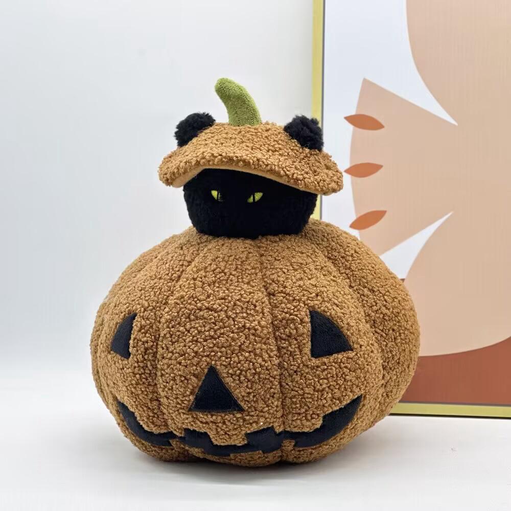 

Non-Toxic Treasuringu Halloween Pumpkin Plush Pillow Khaki Pumpkin Soft Toys Dolls Happy Halloween House Decoration