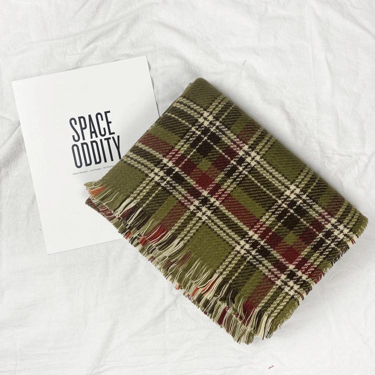Korean Retro Double-Sided Plaid Scarf - Women's Classic Autumn/Winter Warm Accessory