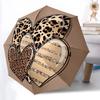 1pc Leopard Print Hearts Automatic Open/Close Umbrella Compact Folding Umbrella, All-Season Portable Umbrella for Women/Men F1124220
