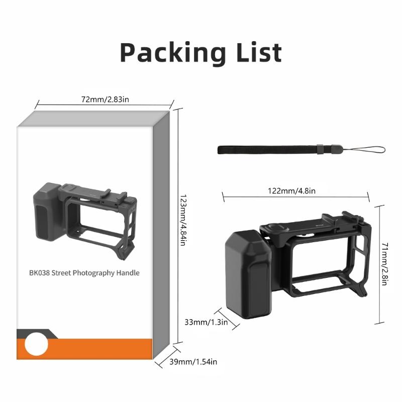 Ergonomic Grip Handle Cage For Action 5pro/4/3 Action Cameras Featuring Cold Shoe Mount Built In Shutter Button